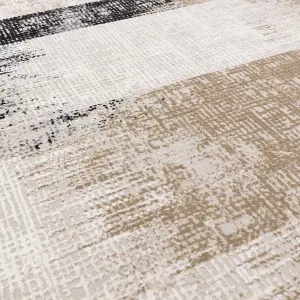 Beige Abstract Luxurious Modern Easy To Clean Rug For Dining Room Bedroom & Living Room-160cm X 230cm