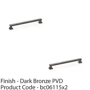 2 PACK - Chunky Square Pull Handle - Dark Bronze 224mm Centres SOLID BRASS Drawer Door