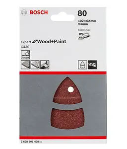 BOSCH Expert for Wood + Paint Sanding Sheets (Grit 80) (20/Pack) (For: Bosch PSM 100A, EasySander 18V-8 & UniversalSander 18V)