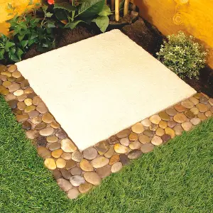 4x Pebble Edging Strips - Real Natural Stone Decoration for Pathways, Patios, Lawns, Flowerbeds or Tiling Borders - Each 30 x 10cm