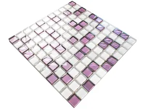 Glass mosaic on mesh for bathroom or kitchen 300mm x 300mm - Lilac orchid