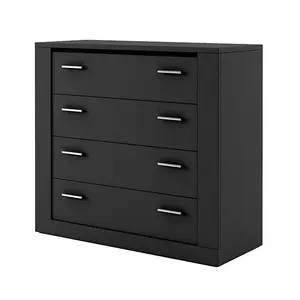 Idea 10 Contemporary Chest Of Drawers Silver Handles 4 Drawers Black (H)910mm (W)1000mm (D)420mm