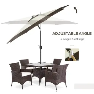 Outsunny 2.7m Garden Parasol Umbrella with 8 Metal Ribs, Tilt and Crank, Coffee