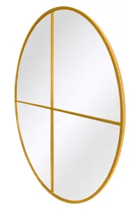 MirrorOutlet The Genestra Gold Extra Large Circular Window Metal Garden Wall Mirror 200cm x 200cm