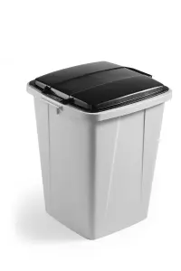 Durable DURABIN ECO Strong Square Grey Recycling Bin + Black Lid - 90L