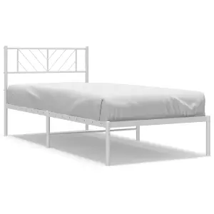 Berkfield Metal Bed Frame with Headboard White 80x200 cm