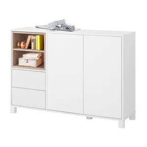 120 Cm Wide 2 Drawer Sideboard White/Oak