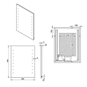 Rinse Bathrooms Illuminated LED Bathroom Mirror with Demister 800 x 600mm