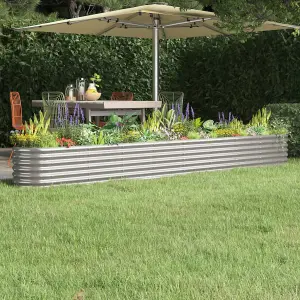 Berkfield Garden Planter Powder-coated Steel 332x40x36 cm Silver