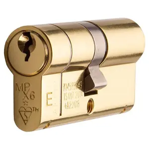 45 / 50mm EURO Double Offset Cylinder Lock 6 Pin Polished Brass Fire Door Barrel