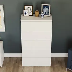 Vida Designs Glinton 5 Drawer Chest (100% FSC), White