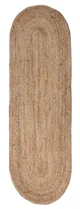 DHAKA Rustic Oval Rug Hand Woven Mat with Natural Fibre Indian Jute Flat Pile - Large Medium Small & Runner Neutral Floor Covering