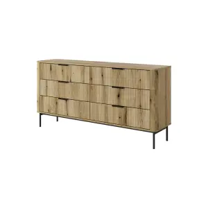 Elegant Wilson Chest of Drawers H810mm W1630mm D380mm in Oak Evoke & Black - Spacious Storage Marvel