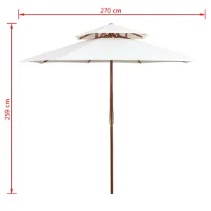 Berkfield Double Decker Parasol 270x270 cm Wooden Pole Cream White