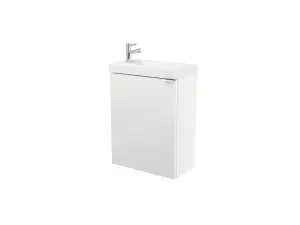 GoodHome Imandra Gloss White Single Wall-mounted Bathroom Cloakroom unit (H) 550mm (W) 43.6mm