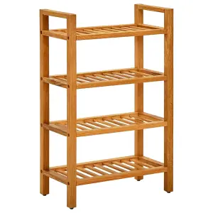 Berkfield Shoe Rack with 4 Shelves 50x27x80 cm Solid Oak Wood