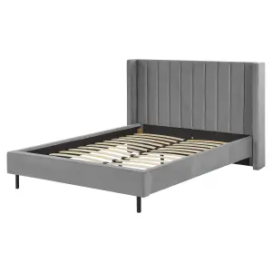 Velvet EU Double Size Bed Grey VILLETTE