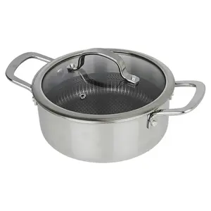 Hextec 20cm Diameter Non Stick Stainless Steel Induction Casserole Pot Kitchen Cookware