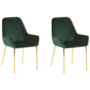 Set of 2 Dining Chairs LOVERNA Velvet Dark Green