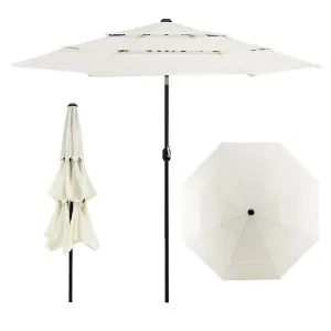 Costway 3 X 3M Patio Umbrella 3-Tier Double Vented Outdoor Crank Umbrella Market Table Umbrella