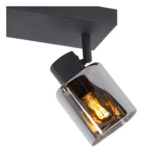 Lucide Alion Classic Twin Ceiling Spotlight - 2xE14 - Black