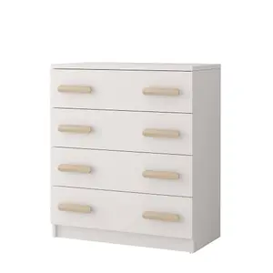 White Chest of Drawers H930mm W800mm D400mm - Oak Sonoma Handles for Natural Kids' Spaces