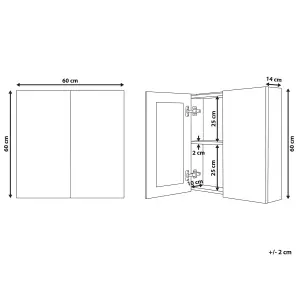 Bathroom Wall Mounted Mirror Cabinet 60 x 60 cm White NAVARRA