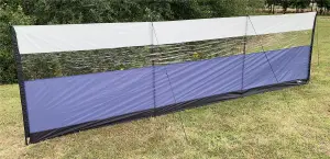 Vanilla Leisure WindGuard Windbreak 5m Blue, 3 Panels With Panoramic Windows, Poles, Pegs, Guylines And Bag