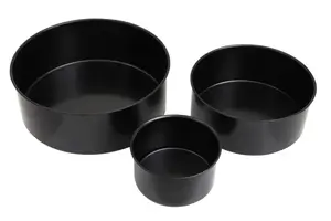 Interiors by Premier Set of Three Round Cake Tins, Nonstick Coating Baking Tins, Black Cake Pans, Cake Tins for Everyday Use