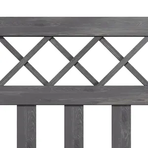 Grey Outdoor Cross Top Wooden Garden Gate Pedestrian Fence Yard Door with Accessory Kit,76cm x 90cm