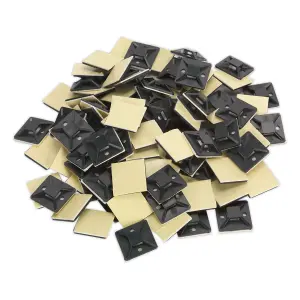 Sealey Self-Adhesive Cable Zip Tie Mount 30mm x 30mm Black Pack of 100 CTM3030B