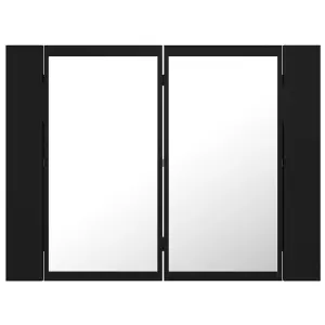 Berkfield LED Bathroom Mirror Cabinet Black 60x12x45 cm