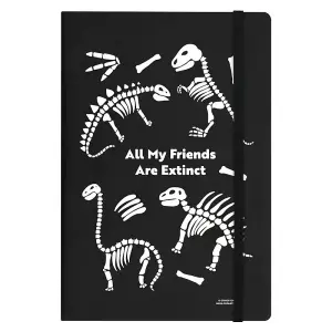 Grindstore All My Friends Are Extinct Dinosaur Skeleton A5 Notebook Black (One Size)