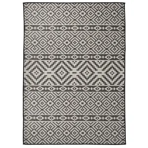 Berkfield Outdoor Flatweave Rug 200x280 cm Black Stripes