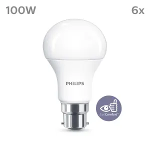 Philips LED 100W B22 Warm White 6-pack