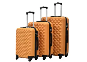 3pc ABS 4 Wheel Diamond Luggage Set - Orange