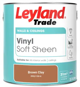 Leyland Trade Vinyl Soft Sheen Walls & Ceilings Emulsion Paint Brown Clay (PPG1199-6) - 2.5L