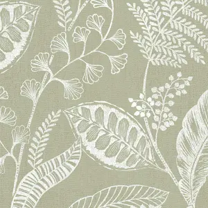 Fresco Artisan Leaf Sage Wallpaper