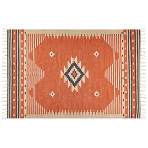 Cotton Kilim Area Rug 200 x 300 cm Orange GAVAR