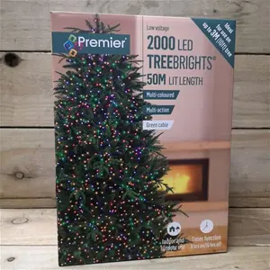 2000 LED 50m Premier Treebrights Christmas Tree Lights & TIMER In Multi Coloured