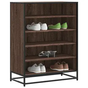 Berkfield Shoe Cabinet Brown Oak 75x38x97.5 cm Engineered Wood and Metal