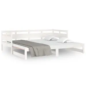 Berkfield Pull-out Day Bed White Solid Wood Pine 2x(80x200) cm