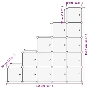 Storage Cube Organiser with 15 Cubes and Doors Transparent PP