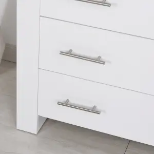 HOMCOM Chest Of 4 Drawers Home Storage Clothes Cabinet Metal Handles Base White