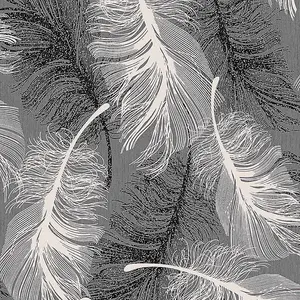 Feather Wallpaper Glitter Effect Textured Monochrome Grey Black White