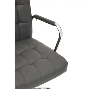 Interiors by Premier Brent Grey Leather Effect And Chrome Home Office Chair