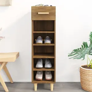 Shoe Cabinet Brown Oak 30x35x105 cm Engineered Wood