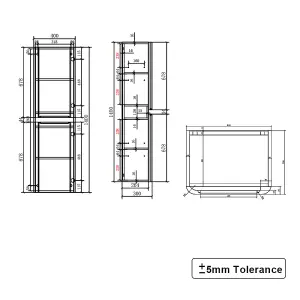 Rinse Bathrooms 1400mm Gloss Grey 2 Door Wall Hung Tall Boy Bathroom Cabinet Storage Unit