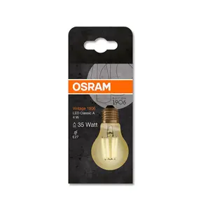 Osram LED Filament GLS 4W E27 Vintage 1906 Extra Warm White Gold (3 Pack)