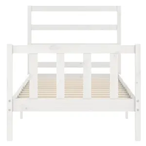 Berkfield Bed Frame with Headboard White 90x190 cm Solid Wood